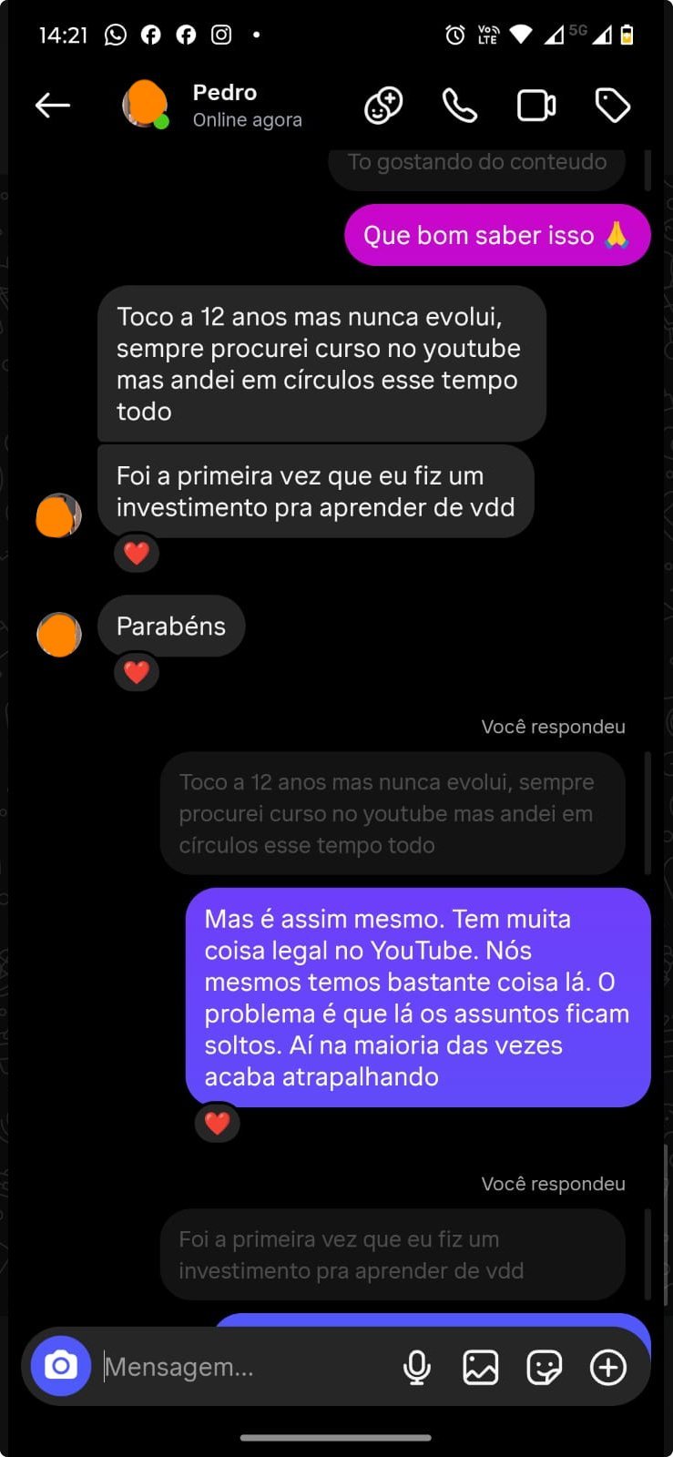 Depoimento de aluno