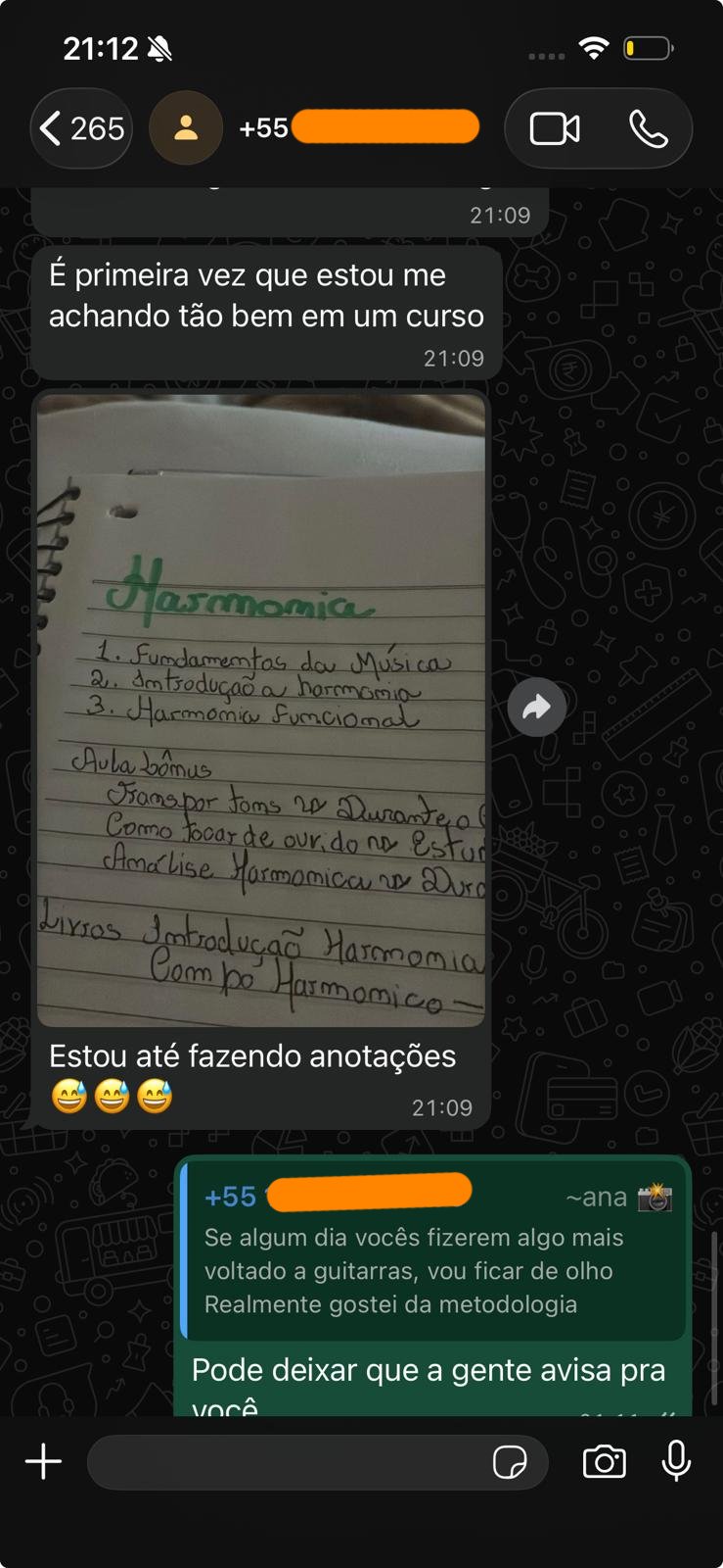 Depoimento de aluno