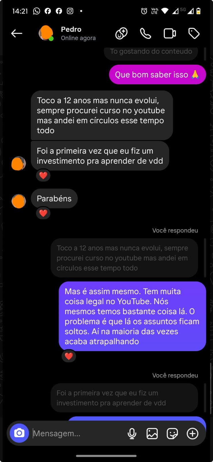 Depoimento de aluno