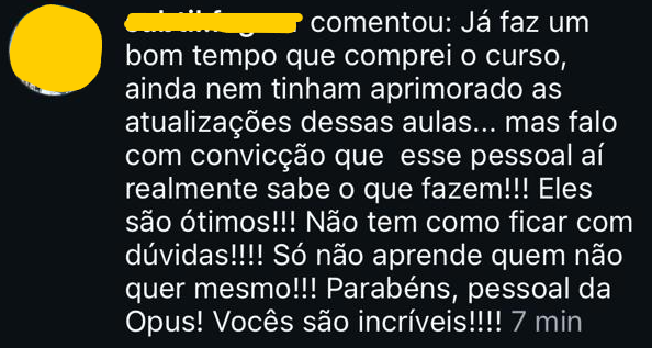 Depoimento de aluno
